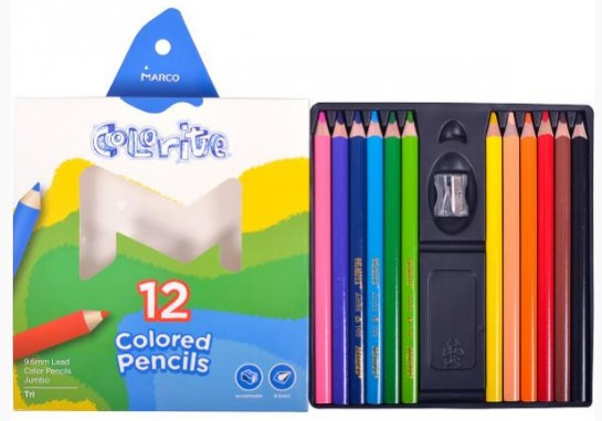 Олівці кольорові "Marco" "Colorite" Jumbo 12кол. 1450-12CB трикутні з точилкою, шт Київ - фото 1