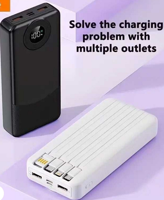 Павербанк Hinne 10000 mAh з вбудованими кабелями (PD 20W, LED дисплей) Харків - фото 1