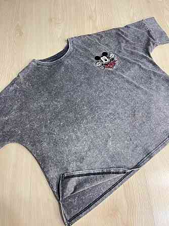 Футболка женская A-N 26030 вареная тай-дай оверсайз с вышивкой Mickey Mouse, серый, one size Одесса