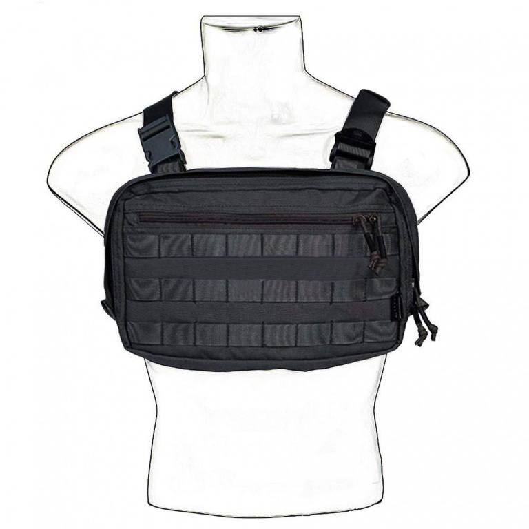 Надежный тактический жилет-сумка из кордуры с Molle 3 кармана водоотталкивающая черный для города, охоты Киев - изображение 3