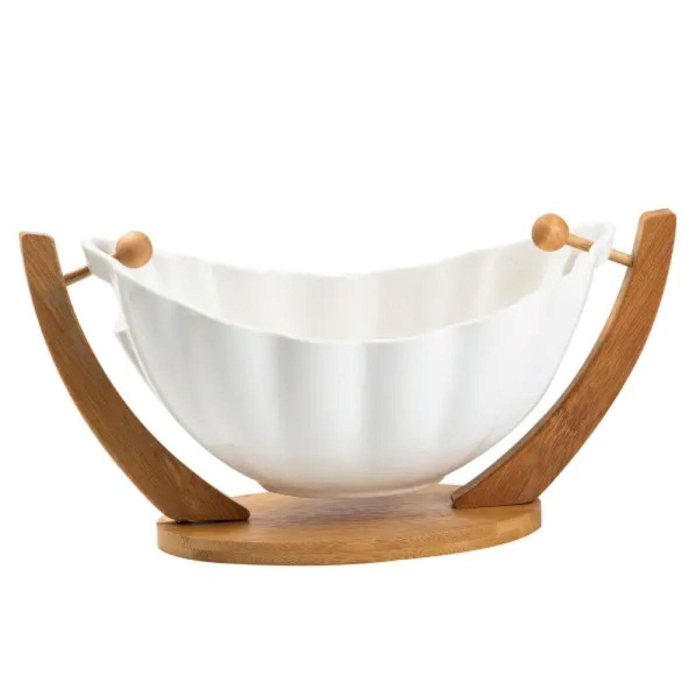 Фруктовница на бамбуковой подставке, белая Киев - изображение 3