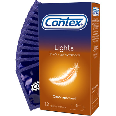 Презервативы Contex Lights особенно тонкие латексные с силиконовой смазкой 12 шт (5060040302088) Винница - изображение 1