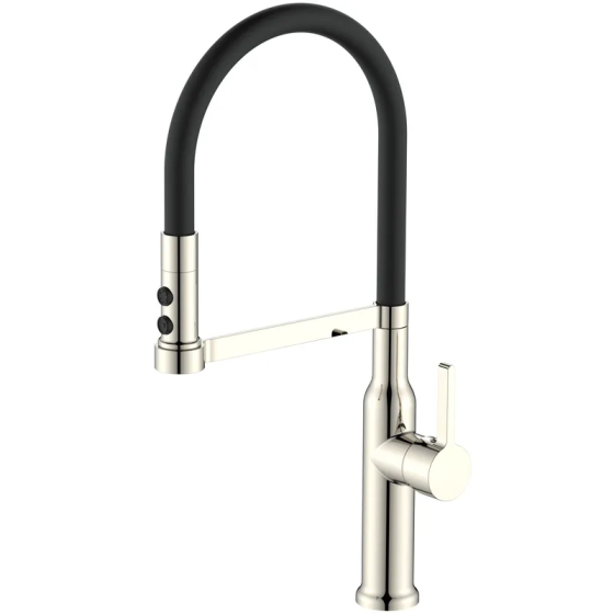 Смеситель для кухни Mixxus Premium PULL 017 SS COLOR REFL.BLACK с нержавеющей сталью и черным силиконовым изливом (MI8279) Харьков