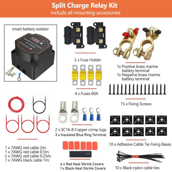 Комплект реле роздільного заряду Heart Horse 12 В / 140 А (3 м) Луцьк