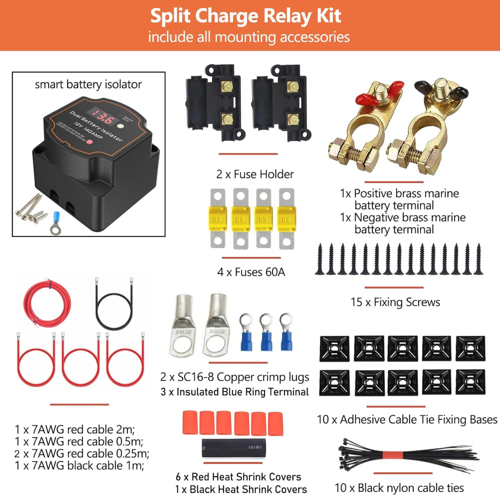 Комплект реле роздільного заряду Heart Horse 12 В / 140 А (3 м) Луцьк - фото 4