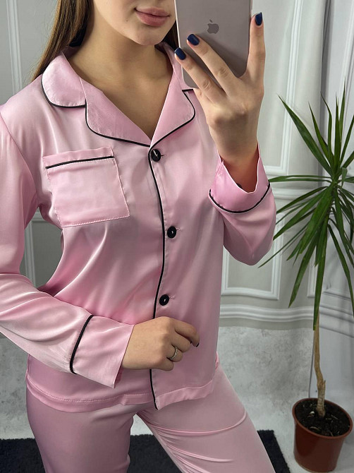 Комплект шовковий трійка сорочка з шортами і штанами Зефірний L Харків - фото 2