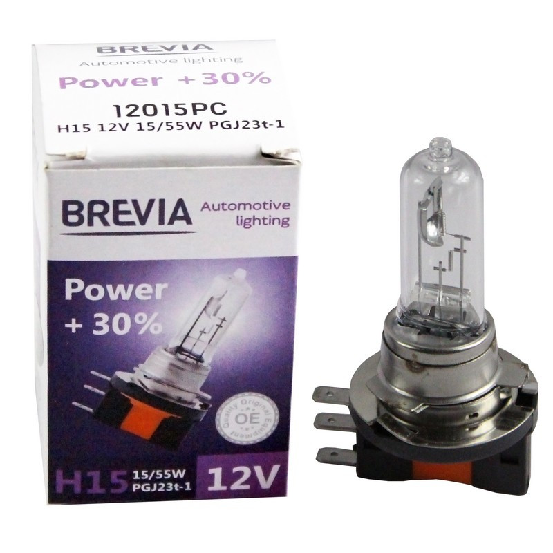 Галогеновая лампа Brevia H15 12V 15/55W PGJ23t-1 Power +30% CP Львов - изображение 1