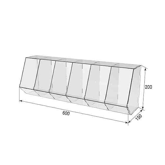 Диспенсер EKOSTAR 600х150х200мм для мармеладів, снеків, горіхів 6 комірок Київ