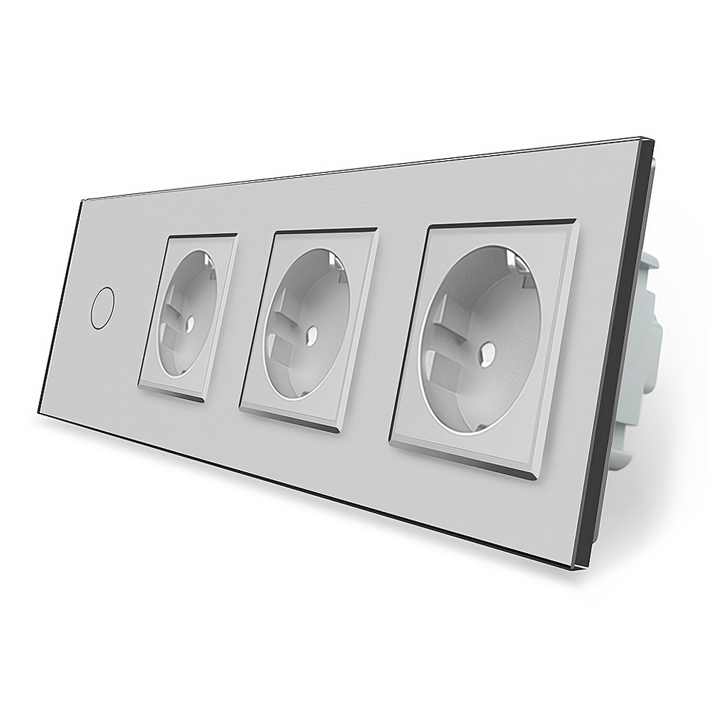 LIVOLO Розумний сенсорний ZigBee вимикач 1 сенсор 3 розетки Livolo сірий скло (VL-C701Z/C7C3EU- Коломыя - изображение 4