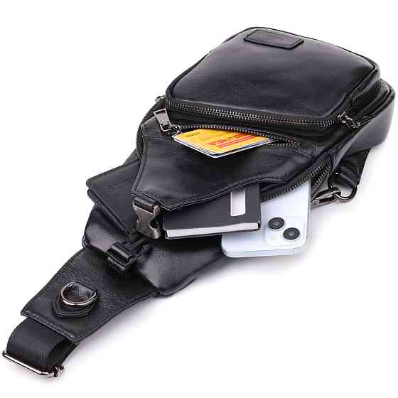 Чоловічі сумки через плече з натуральної шкіри Чорний (Vintage) Київ