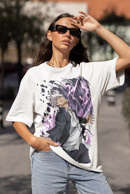 Футболка для хлопчика з аніме принтом Магічна битва оверсайз (зріст від 165 до 180) Чорний AnimeJ0912m Дніпро - фото 3