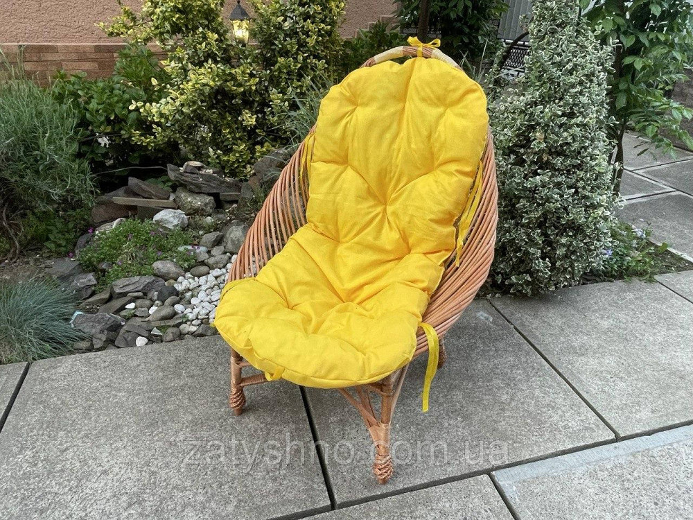 Кресло плетеное из лозы с желтой подушкой Киев - изображение 7
