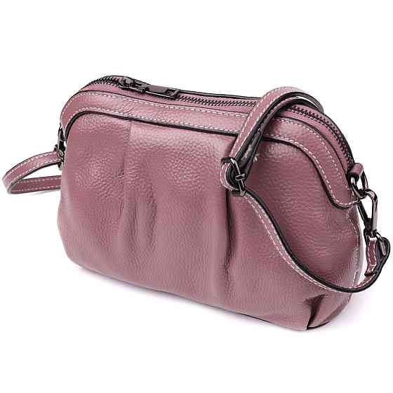 Жіноча шкіряна сумка з ефектним драпіруванням Vintage 22898 Пурпурний Київ