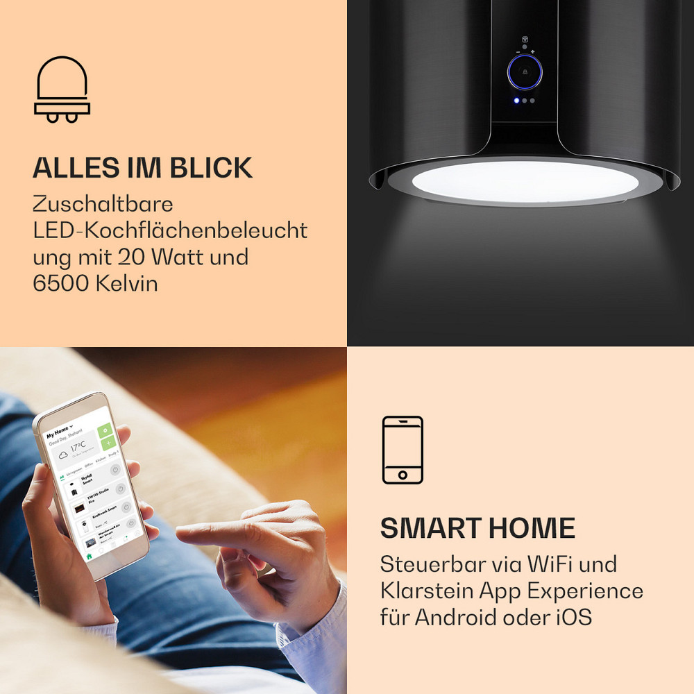 Витяжка Skyfall Smart Island Ø 45 см рециркуляційна 402м3/год LED чорна (Німеччина, читати опис) Рівне - фото 3