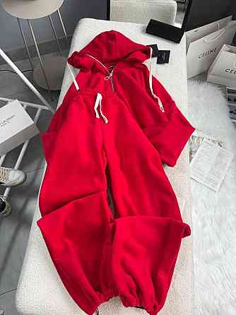 Женский теплый повседневный костюм двойка: кофта и брюки из двухстороннего флиса Красный, 42/46 Одесса