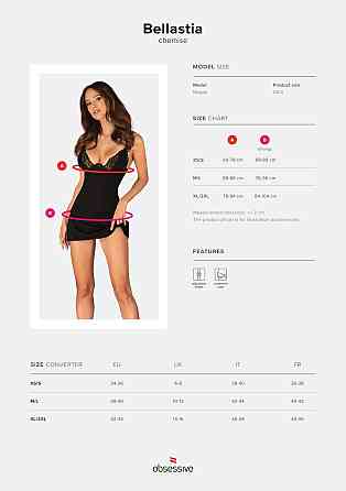 Сорочка Obsessive Bellastia chemise & thong XS/S Sex Aura Киев