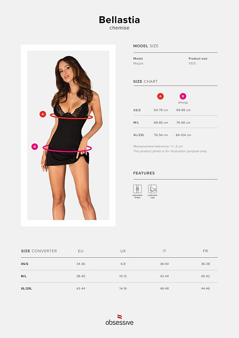 Сорочка Obsessive Bellastia chemise & thong XS/S Sex Aura Киев - изображение 5