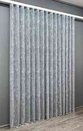 Тюль VR-Textil 1975т Жакард Сірий з білим 400х270 см (42-1001) Київ