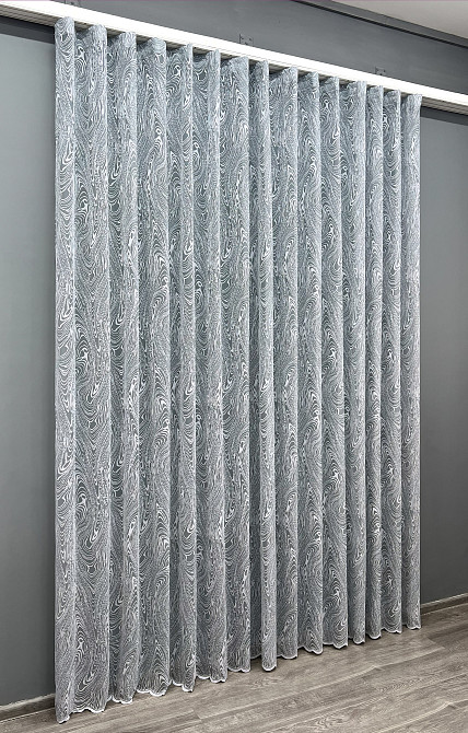 Тюль VR-Textil 1975т Жакард Сірий з білим 400х270 см (42-1001) Київ - фото 3