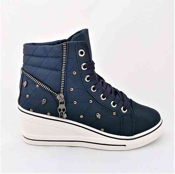 Жіночі Снікери Кросовки на Танкетці Сині Слітони Мокасини на Платформі (розміри: 37,38,39) Дніпро