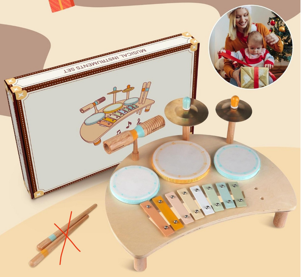 Іграшкова барабанна установка Монтенсорі без паличок Луцьк - фото 1