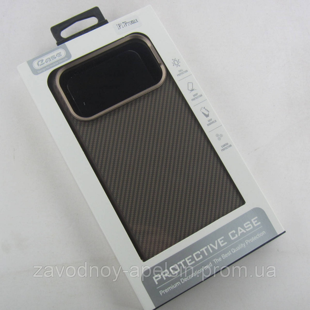 Iphone 17 Pro Max Захисний чохол Kevlar style (коричневий карбон) Одеса - фото 3