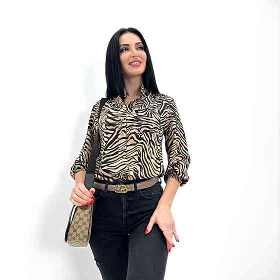 Жіноча блуза з принтом "Desert" оптом | Норма і батал | Розпродаж моделі Капучіно, 46-48 Київ