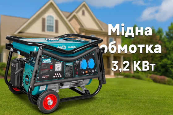 Экономичный Бензогенератор AL-FA ALGG30 3 кВт Без Электростартера Портативный Генератор Для Дачи Кемпинга и Выездов Львов