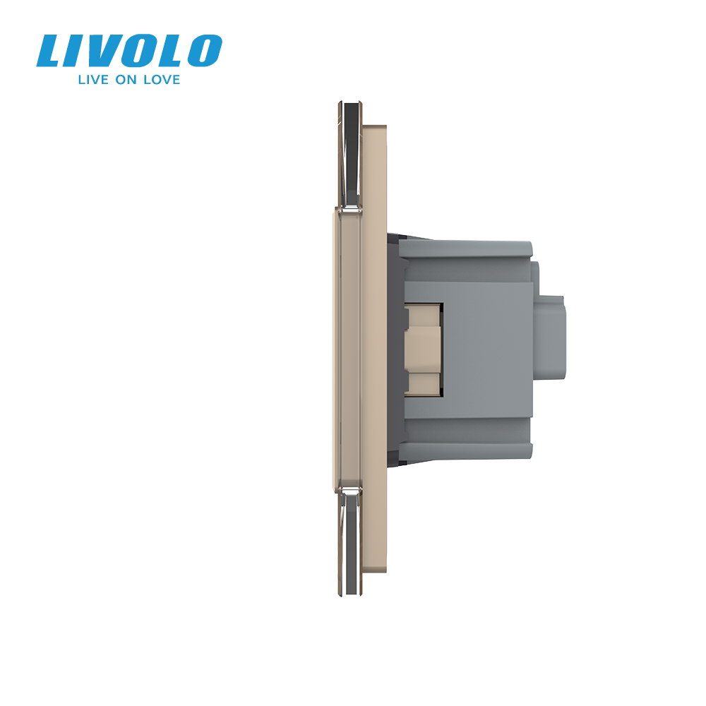 LIVOLO Сенсорний прохідний/перехресний вимикач 1 сенсор 1 розетка LIVOLO золото матове скло Коломыя - изображение 5