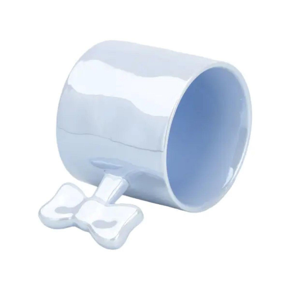 Голуба чашка з ручкою у вигляді бантика 350 мл Київ - фото 2