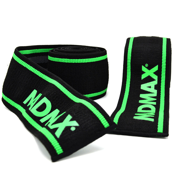 Бинти на коліна MadMax MFA-299 Non slide & slip knee wraps 2.0m Black/Green Каменское - изображение 9