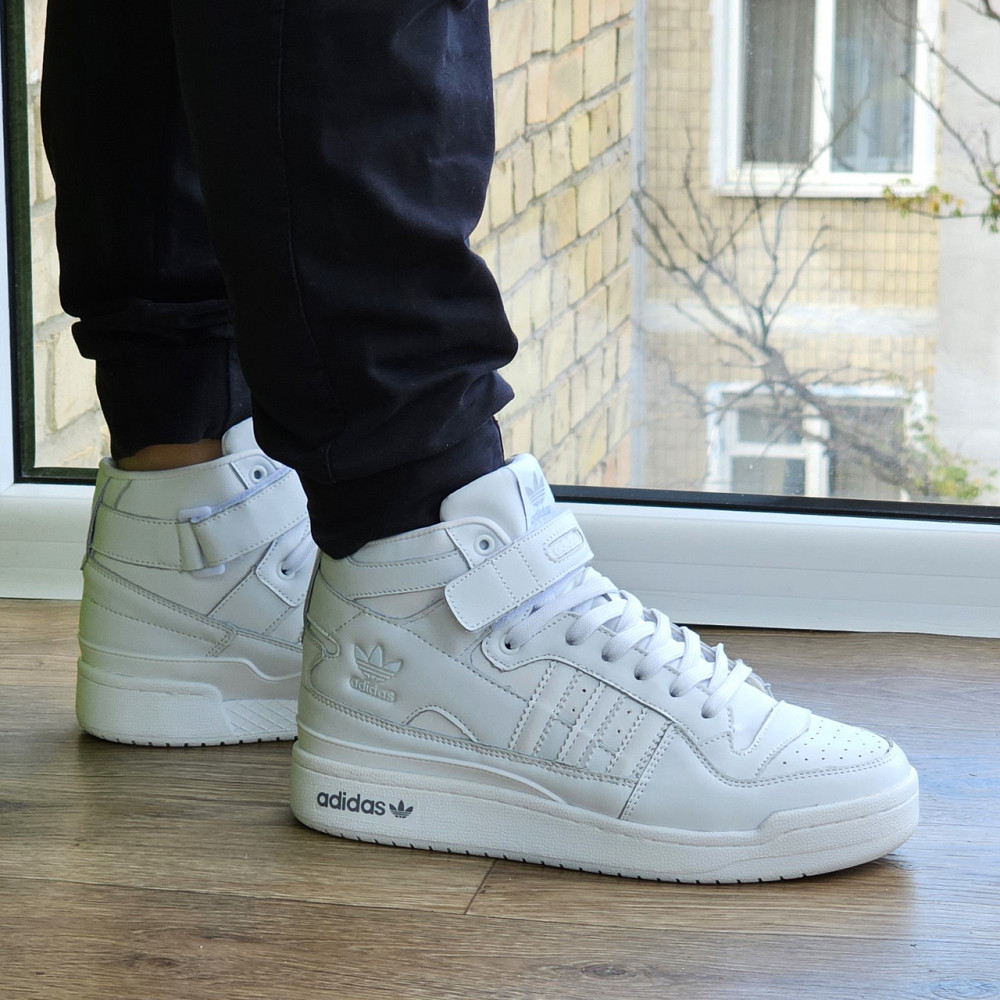 Високі Білі Кросівки Adidas Forum Шкіряні Чоловічі Черевики Адідас Форум (розміри: 41,42,43,44,45,46) Дніпро - фото 5