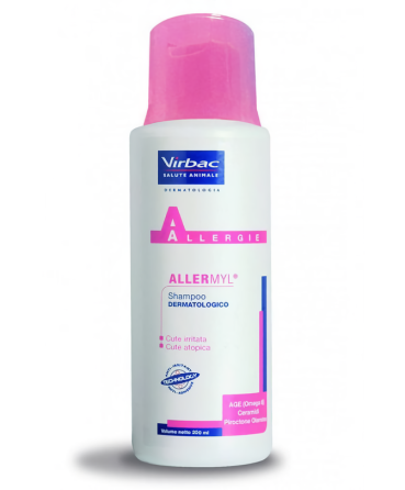 Гіпоалергенний шампунь для кішок і собак Алерміл Allermyl з подразненою та сухою шкірою 200 мл, Virbac Вінниця