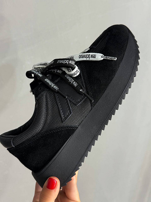 Кросівки жіночі Hengji 23-1 комбіновані замша з сіткою подвійний шнурок чорні, 41, 25,5 см Київ - фото 15