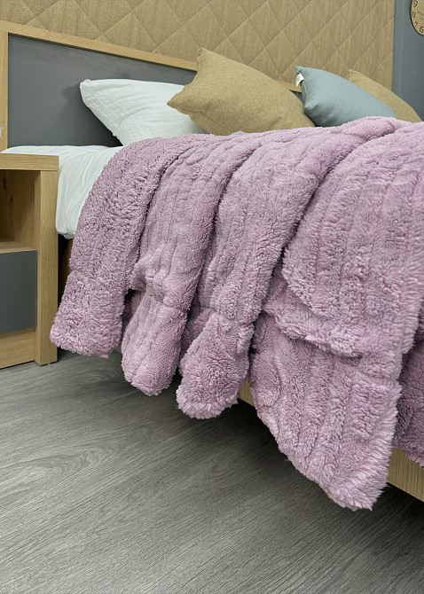 Плед 200х230 см (+-10см) на овчині "Косичка" колір ліловий (87-308) Київ - фото 2