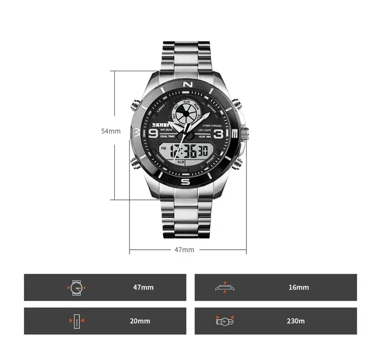 Годинник чоловічий на сталевому браслеті Skmei 1839 (Сріблястий з чорним циферблатом) Вінниця - фото 10