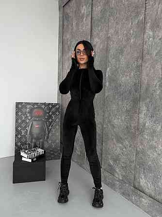 Стильный женский комбинезон с длинным рукавом королевский велюр Черный, 46/483 Одесса