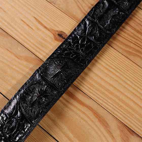 Ремінь-автомат CROCODILE LEATHER 18236 з натуральної шкіри крокодила (каймана) Чорний Київ