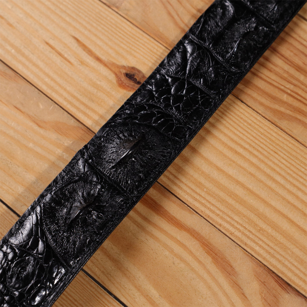 Ремінь-автомат CROCODILE LEATHER 18236 з натуральної шкіри крокодила (каймана) Чорний Київ - фото 1