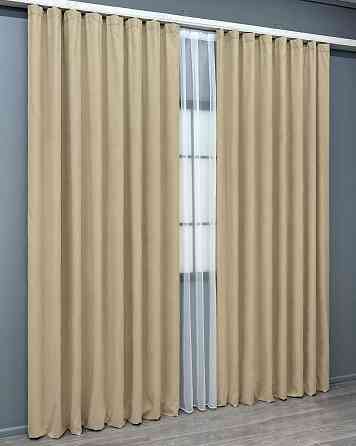 Комплект готових штор VR-Textil Мікровелюр Petek № 1491ш Бежевий 200х290 см 2 шт (32-527) Київ