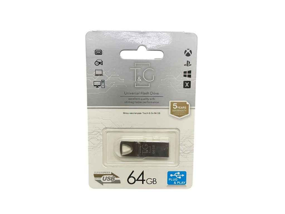 Флешка USB 64GB 2.0 117 Metal сталева ТМ TG Киев - изображение 1
