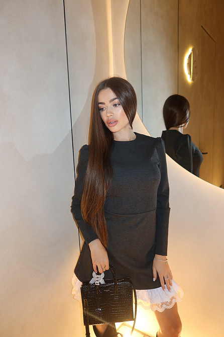 Жіноча приталена сукня з мереживом трикотаж Alex + бавовна Графіт, 40/42 Одеса - фото 3