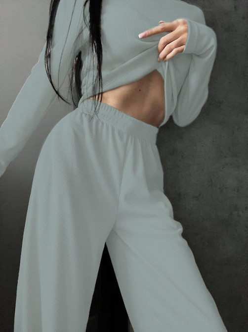 Женский костюм штаны с лонгсливом Оливковый 50/52 Харьков - изображение 3