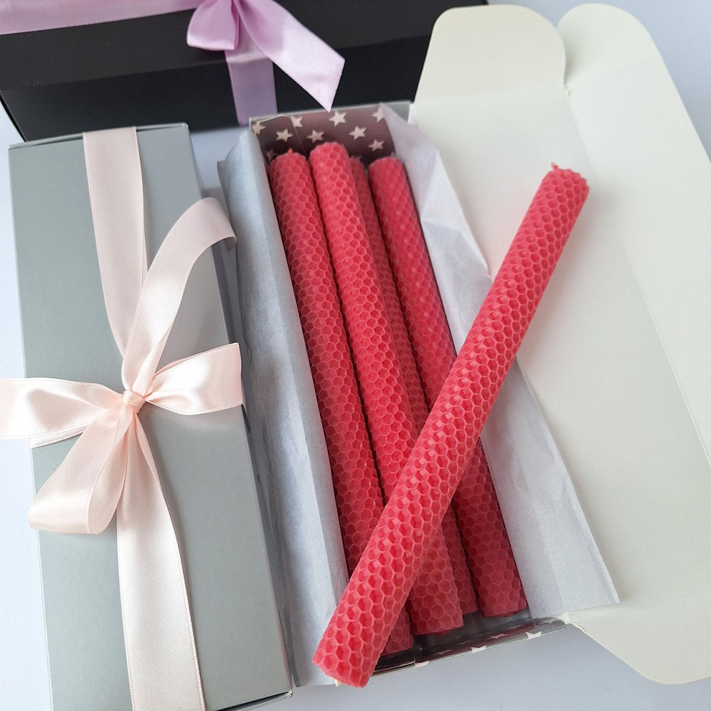 Свічки столові з вощини у подарунковому наборі, 6 шт по 26 см воскові свічки Одеса - фото 3