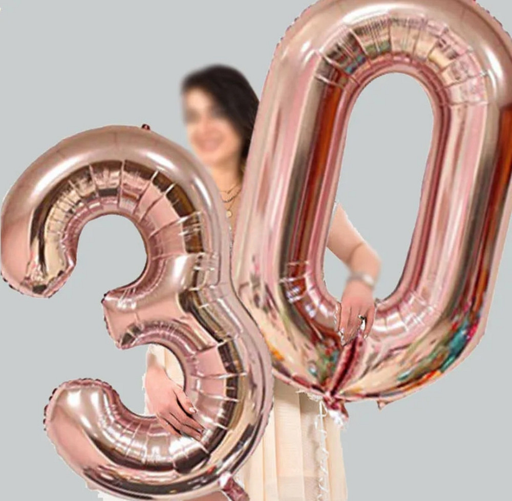 Цифры фольгированные розовое золото 80см 9 Киев - изображение 1