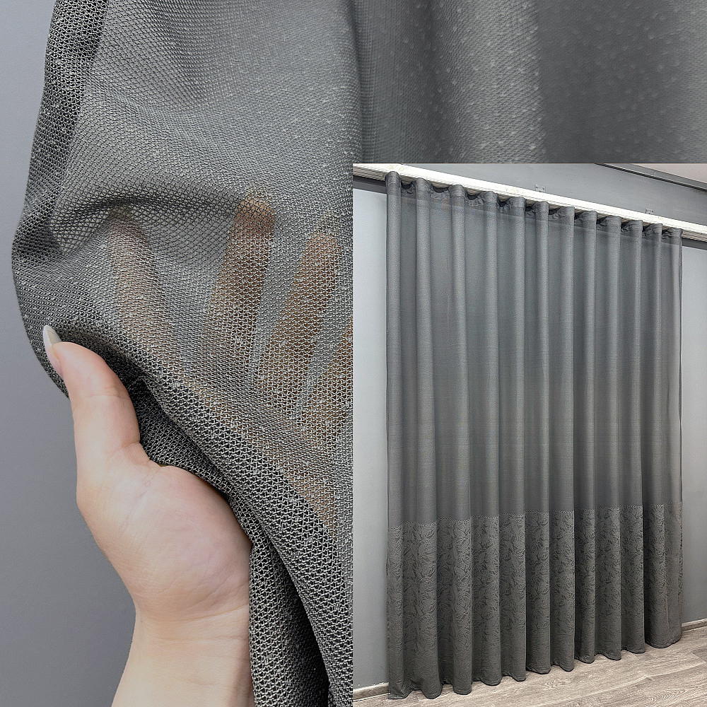 Тюль VR-Textil 1642т Greta Жаккард Графитовый 300х270 см (42-0604) Киев - изображение 1