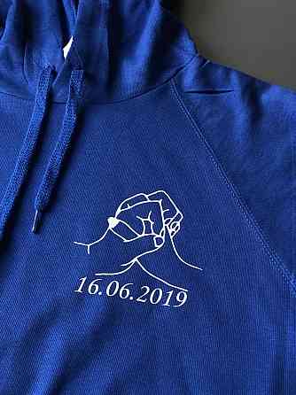 Парні толстовки з капюшоном для хлопця та дівчини з принтом Разом назавжди з датами Чернівці