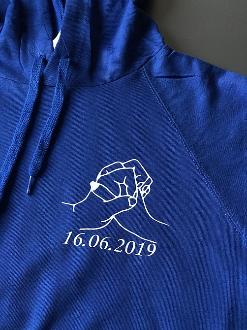 Парні толстовки з капюшоном для хлопця та дівчини з принтом Разом назавжди з датами Чернівці - фото 6