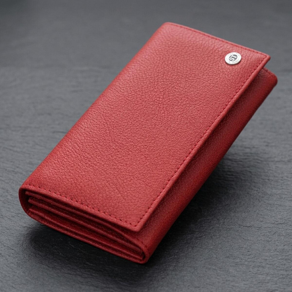 Яскравий вертикальний гаманець із натуральної шкіри ST Leather 23087 Червоний Київ - фото 11