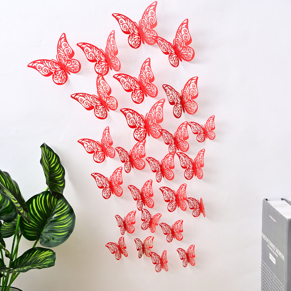 Метелики декоративні на стіну 12 штук червоний Київ - фото 2